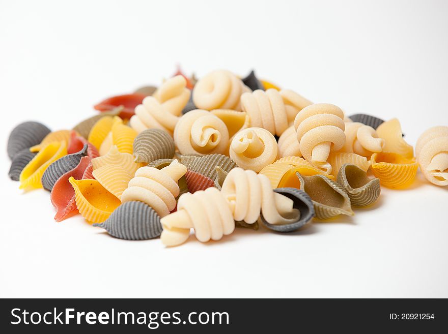 Pasta variations in different colors and nice shapes