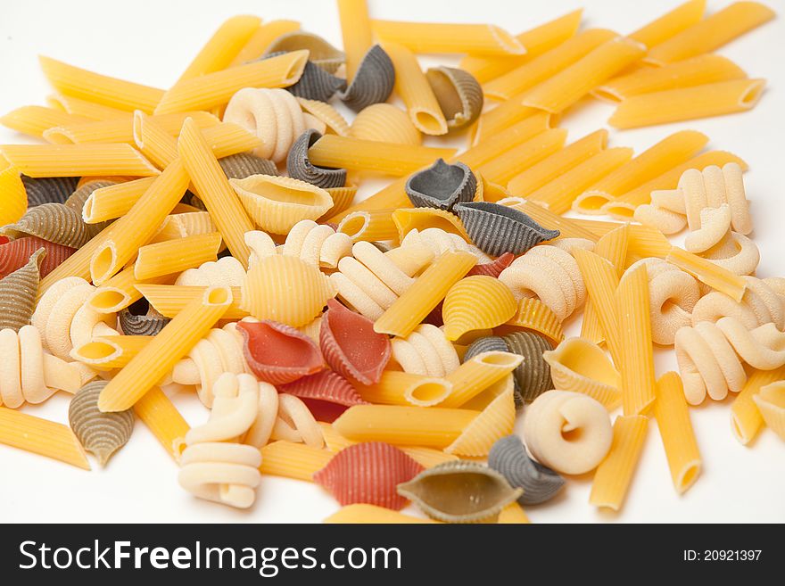 Raw food/pasta on a clear white background. Raw food/pasta on a clear white background