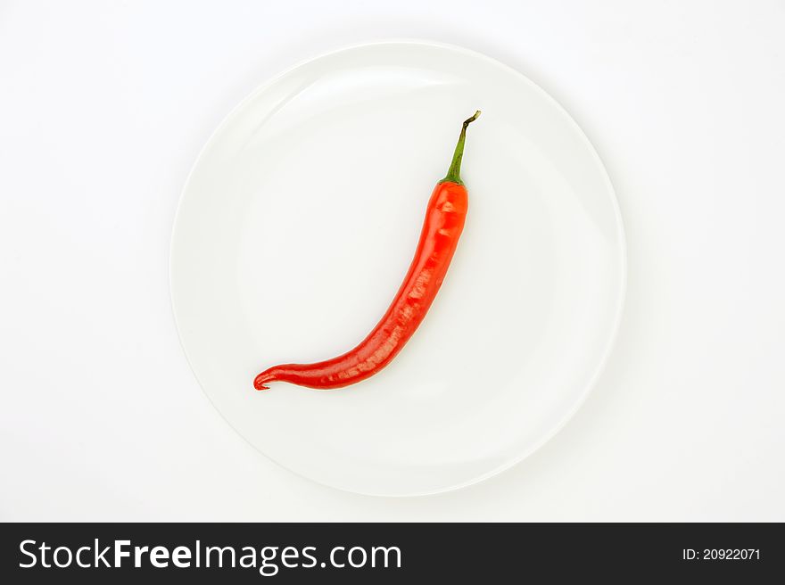 An image of red hot pepper on plate. An image of red hot pepper on plate