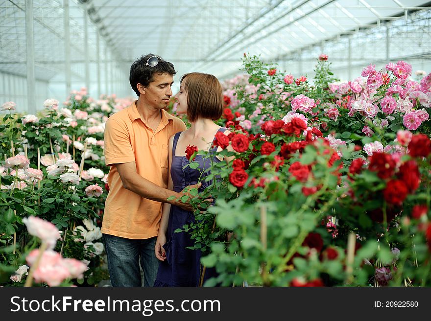 An image of women and men in a greenhouse. An image of women and men in a greenhouse