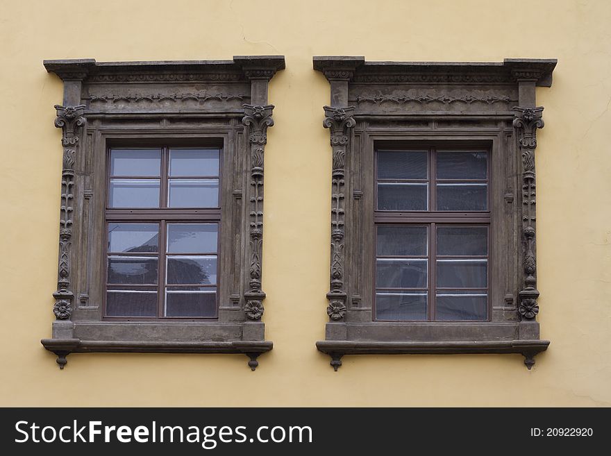 Beautiful Architecture windows in Prague Czech Republic