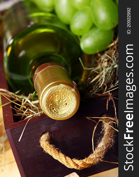 Beautiful wine composition against old texture background