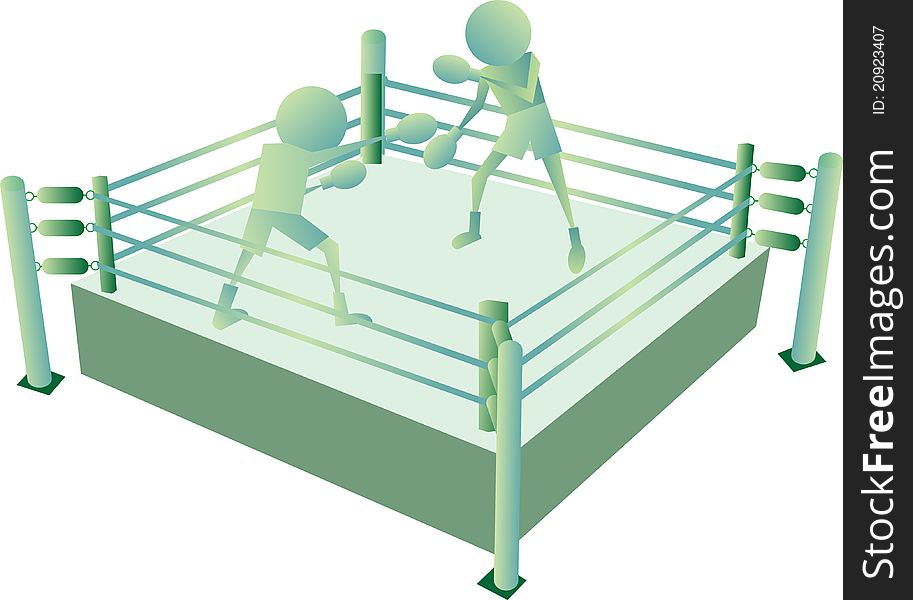 Boxers fighting for golden belt