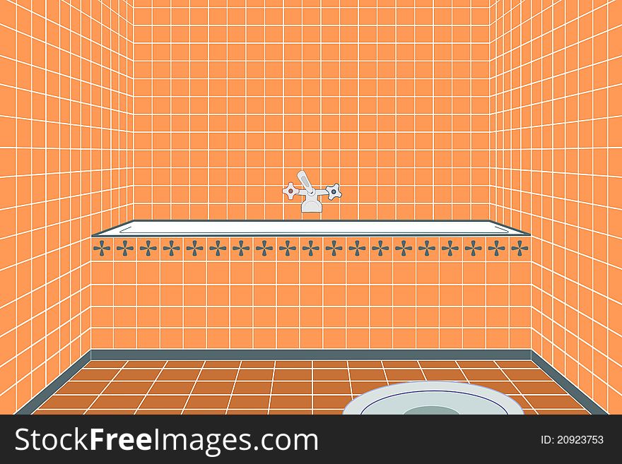 Illustration of a bathroom and a bathtub