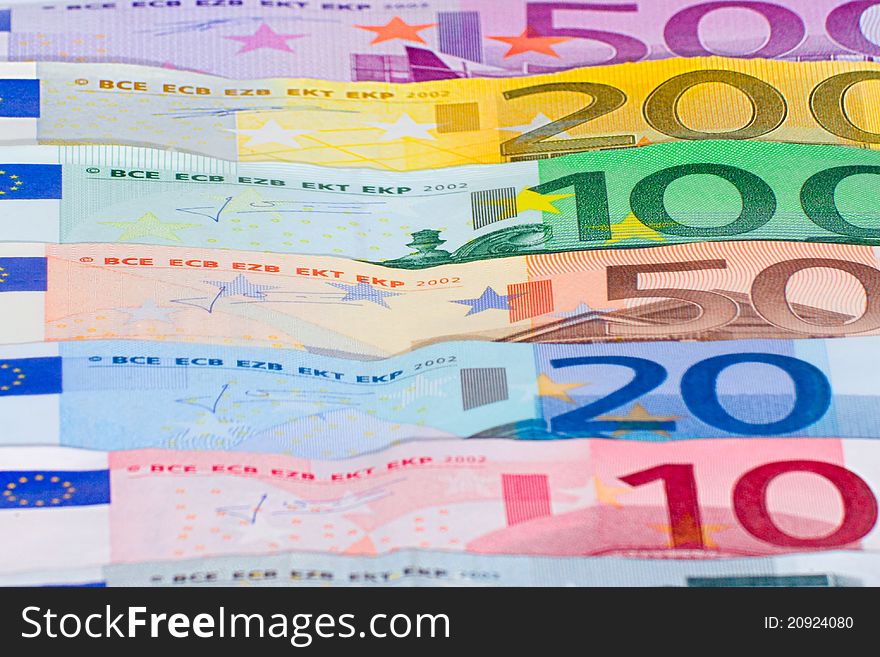 European banknotes arranged to form a flag. European banknotes arranged to form a flag