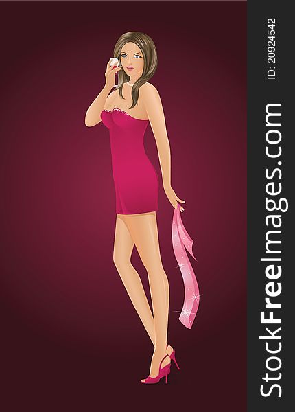 Vector illustration of a beauty young woman with cocktail. Vector illustration of a beauty young woman with cocktail