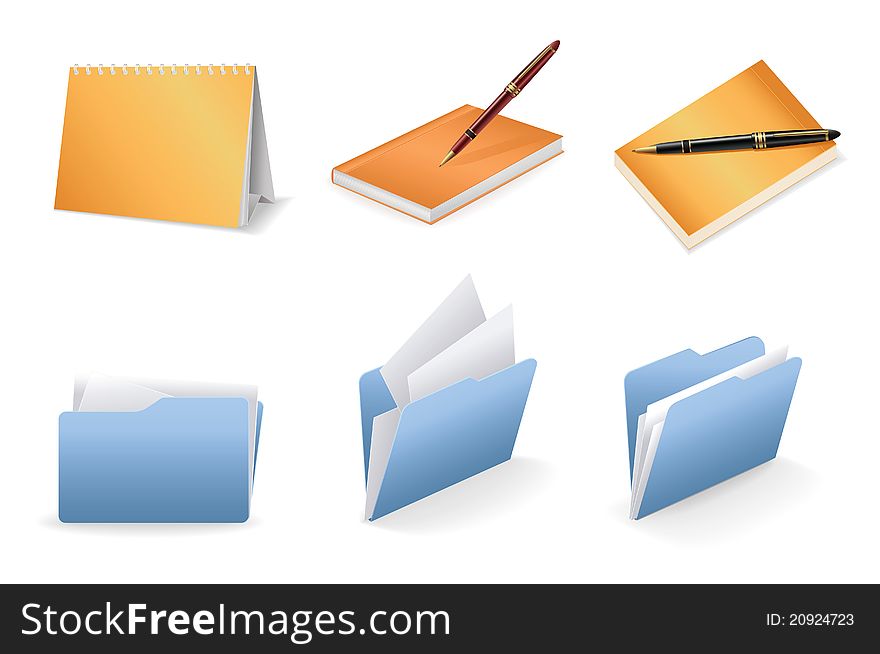 Office vector icon set on white background
