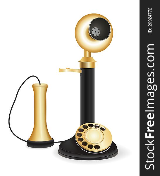 Retro telephone on white background. vector illustration