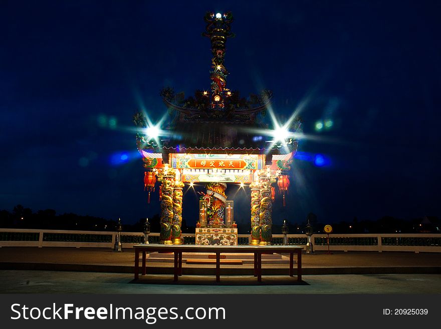 Chinese style pavilion at night. Chinese style pavilion at night