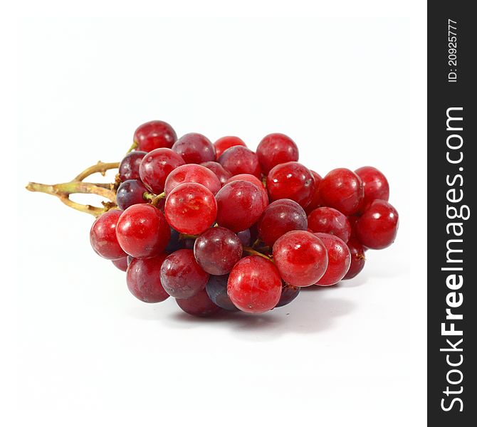 Red Grapes on white background