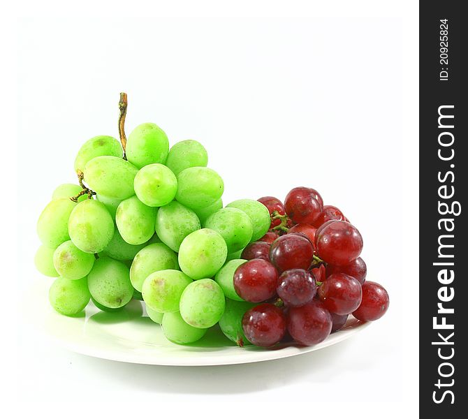 The grapes on white background