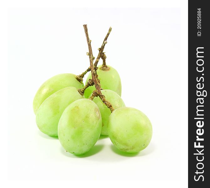 Green Grapes on white background