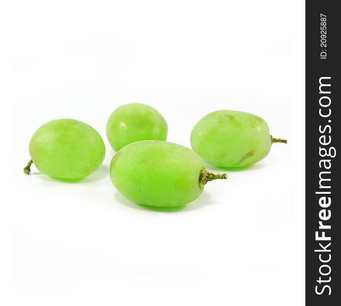 Green Grapes on white background