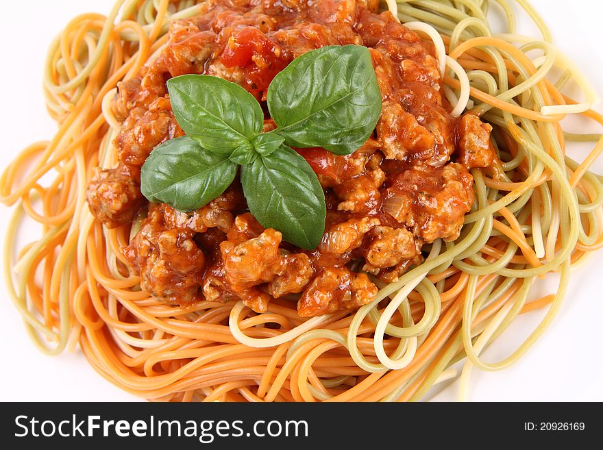 Spaghetti bolognese on a plate