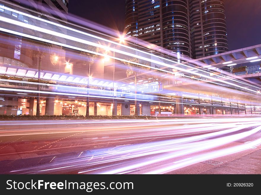 Dramatic And Busy Traffic In Hong Kong At Night