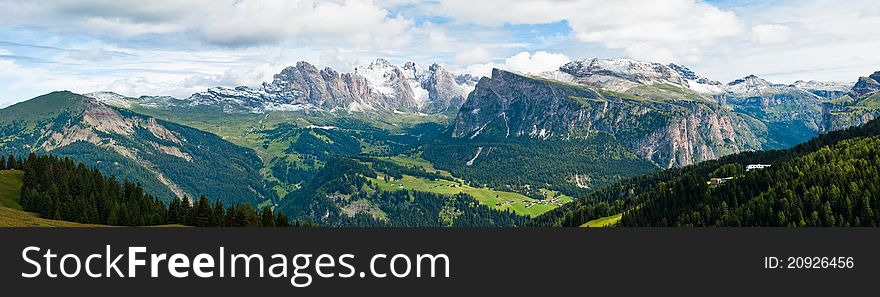 Big panorama (high resolution) of Dolomites in Italy.