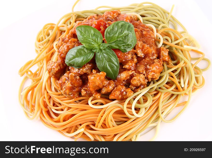 Spaghetti bolognese on a plate