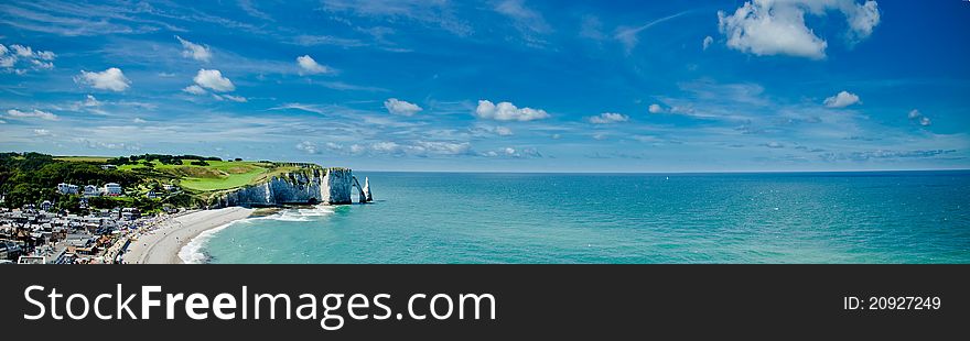 Porte d'aval and aiguille cliffs in etretat, normandy, france. Porte d'aval and aiguille cliffs in etretat, normandy, france