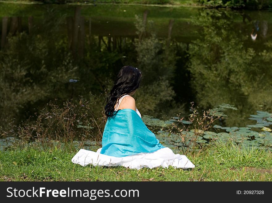 Beautiful girl walking in park