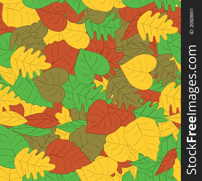 Autumn leafs seamless pattern 4 colors