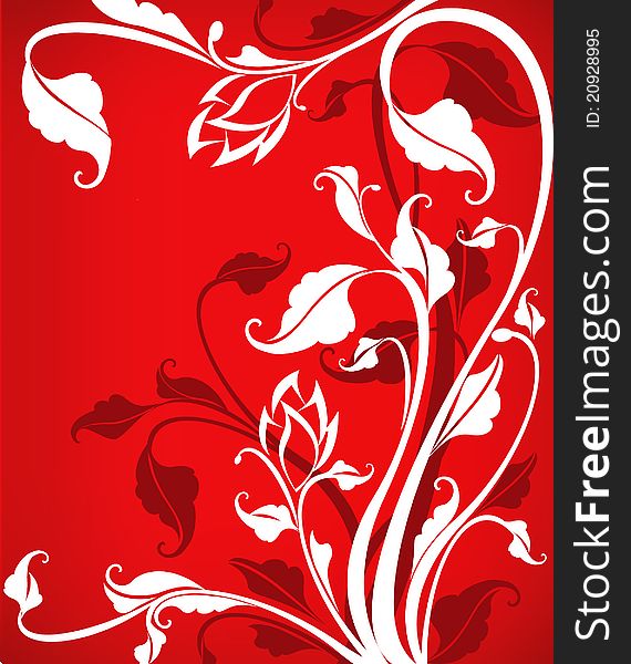 Ornate corner floral pattern isolated on red. Ornate corner floral pattern isolated on red