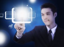 Business Man Pressing A Touchscreen Stock Images Business Man Pressing A Touchscreen Stock Images