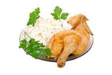 Fried Chicken With Rice Garnish Stock Photography Fried Chicken With Rice Garnish Stock Photography