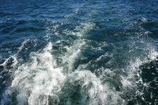 Boat Water Wake Trail Left Over The Sea Royalty Free Stock Image