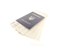 Ukraine Passport With Railway Tickets Royalty Free Stock Photography Ukraine Passport With Railway Tickets Royalty Free Stock Photography