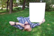 Young Human On The Green Grass With White Frame Royalty Free Stock Photo Young Human On The Green Grass With White Frame Royalty Free Stock Photo