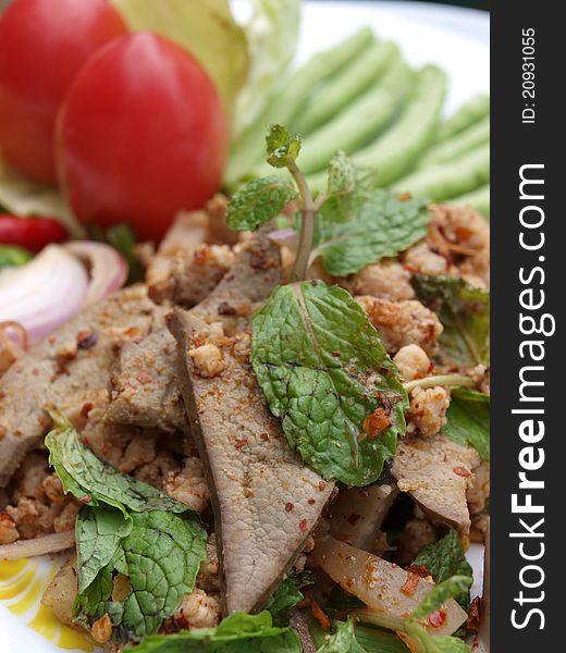 Thai　Spicy minced pork salad （lab）. Thai　Spicy minced pork salad （lab）