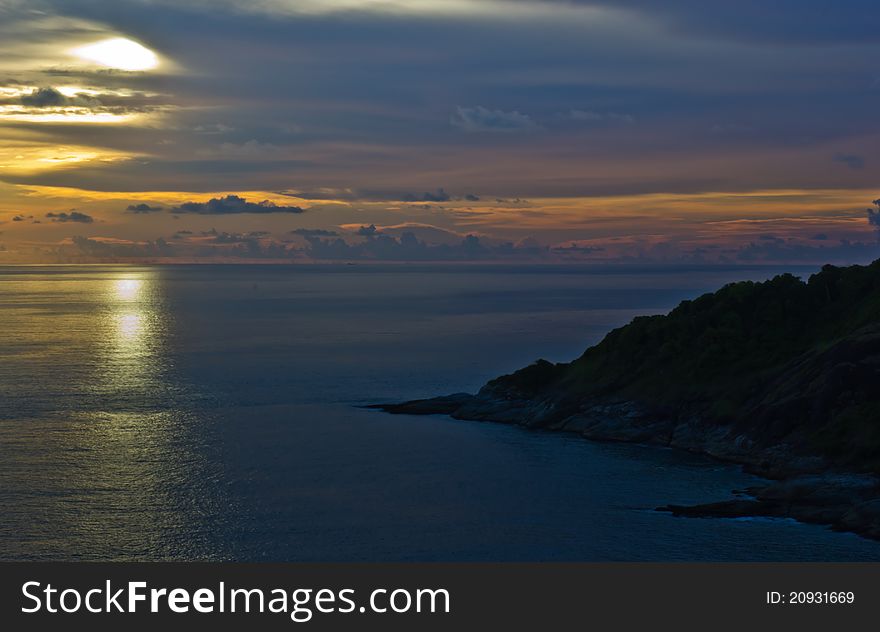 Sunset Cloudy sea and skies