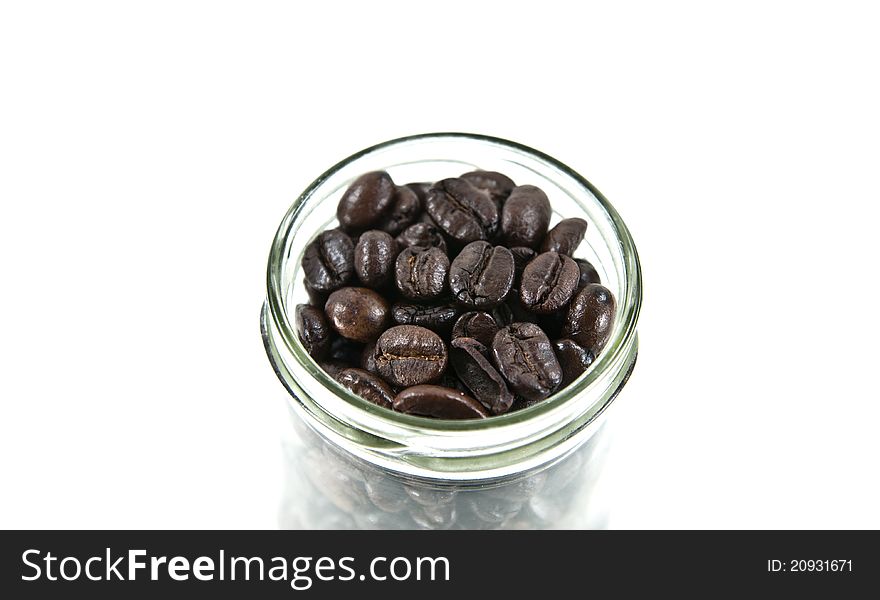 Coffee bean in a glass jar. Coffee bean in a glass jar.