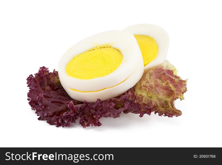 Sliced ​​hard boiled eggs cut into