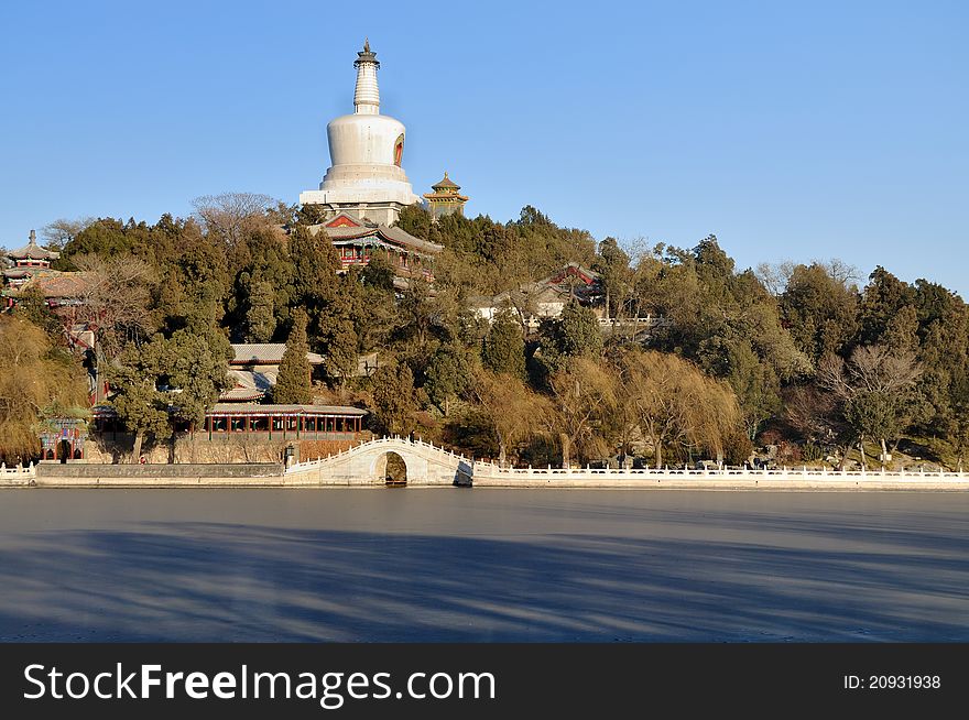 Ancient gardens in the modern city is Beijing cityscape.This is Beihai Park. Ancient gardens in the modern city is Beijing cityscape.This is Beihai Park.