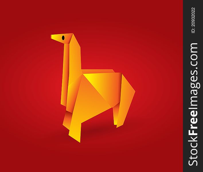 Origami horse on color background