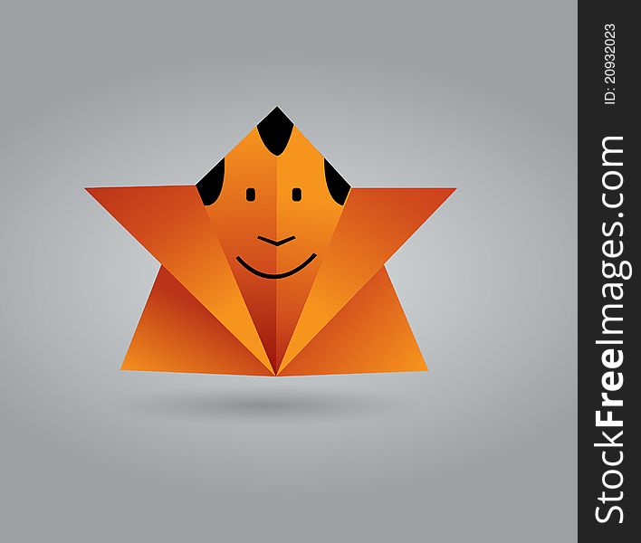 Origami man on color background