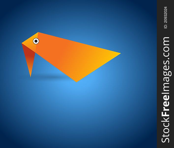 Origami bird on color background