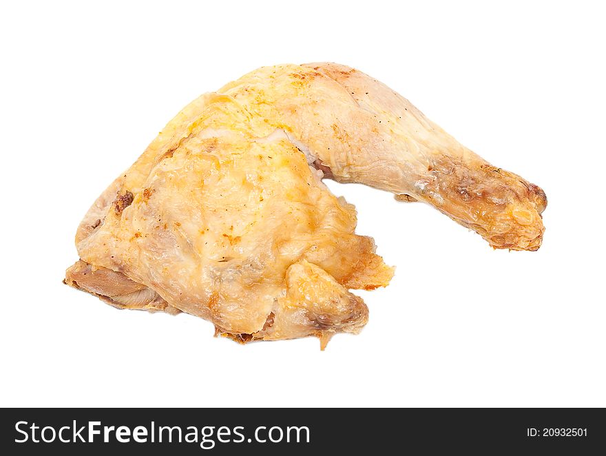 Fried chicken leg on white background