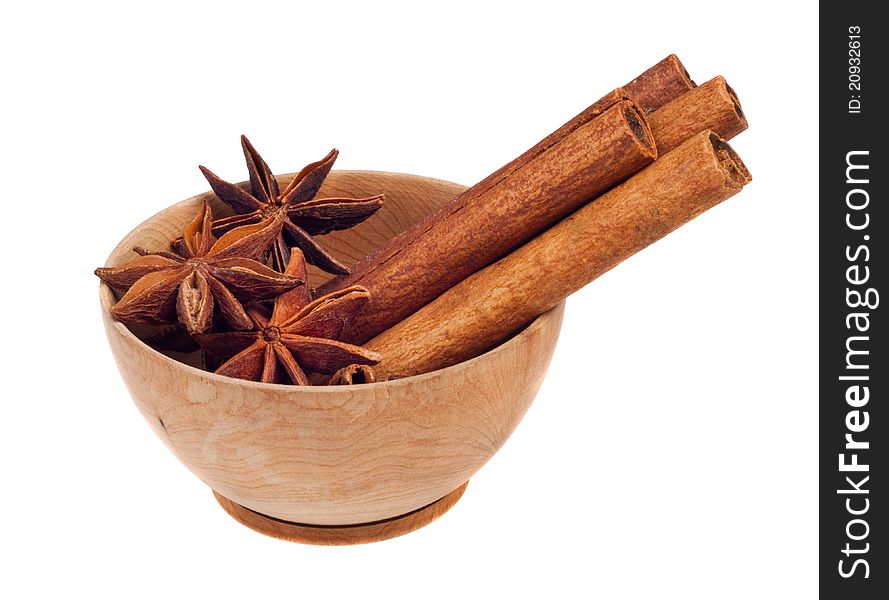 Aromatic spices on a white background
