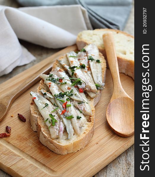Fresh marinated anchovies