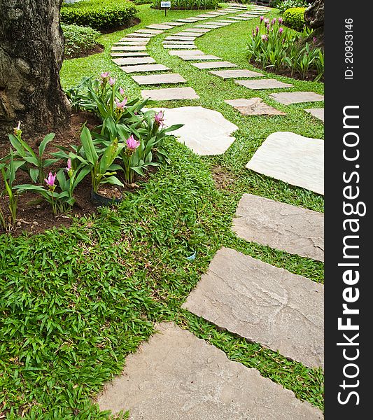 Stone walkway in the park.