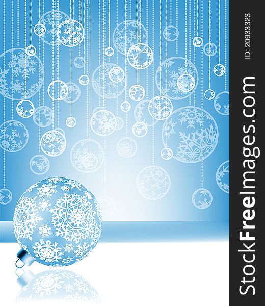 Blue christmas card with baubles . EPS 8 vector file included