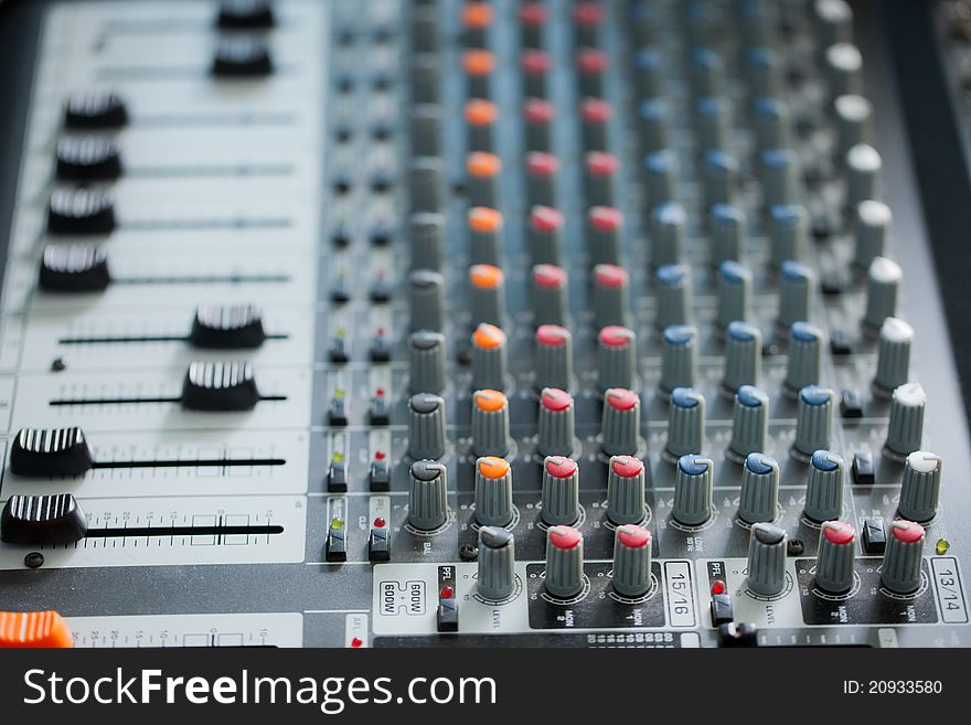 Close up sound mixer with blur background