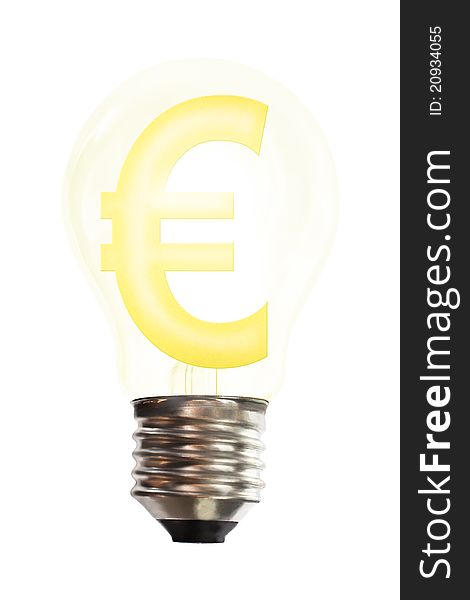 Euro money sign in light bulb, ideal for global financial concept