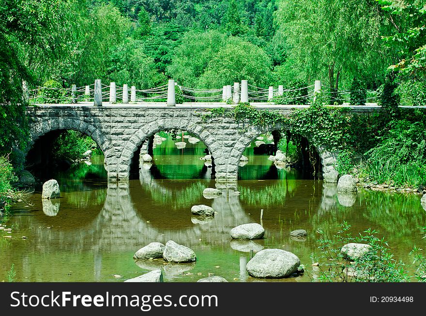 A Stone Bridge In Park