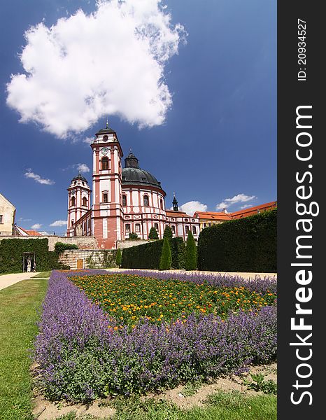 Garden and castle during summer time