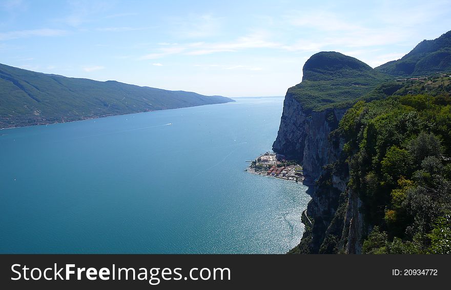 View over the lake Garda on a sunny summer day