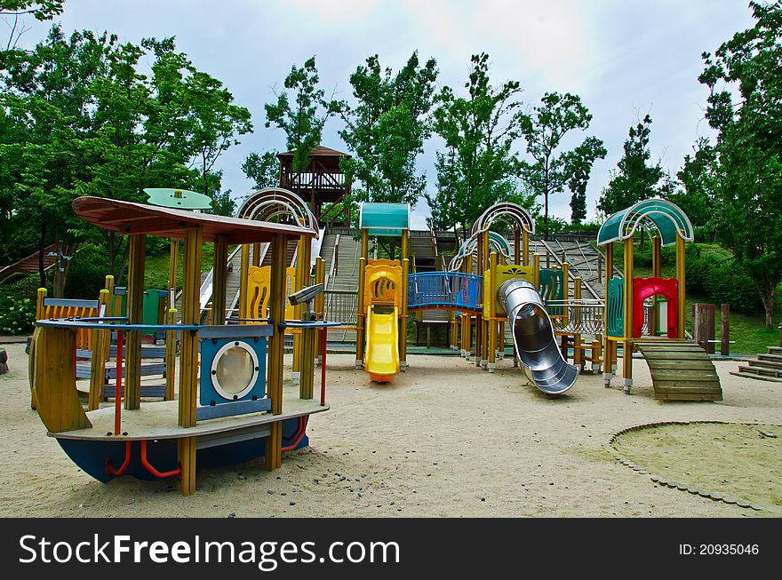 Children playground in the park,playground at a yard