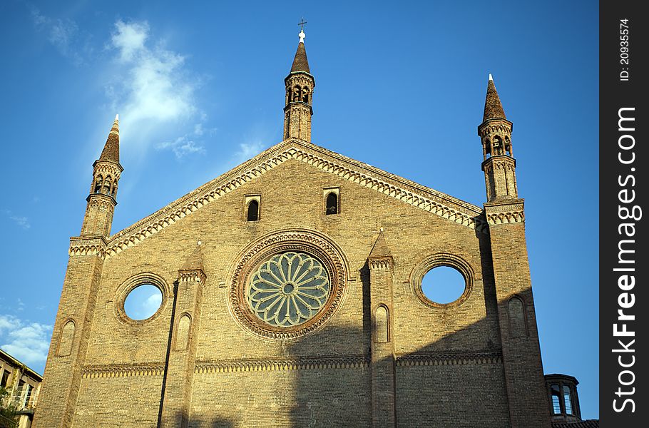 An old church on center city of piacenz a in italy. An old church on center city of piacenz a in italy